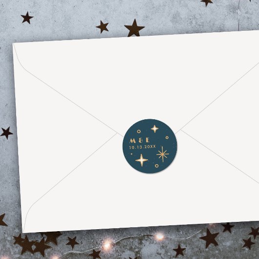 Autocollant de mariage céleste Lune et Étoiles sar