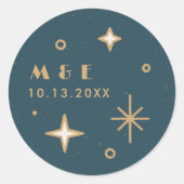Autocollant de mariage céleste Lune et Étoiles sar (Devant)