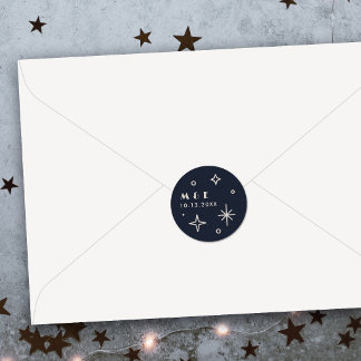 Autocollant de mariage céleste Navy Moon & Stars