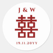 Autocollant de mariage chinois Double Bonheur Clas (Devant)