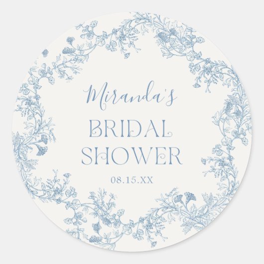 Autocollant de mariage civil Blue Chinoiserie (Devant)