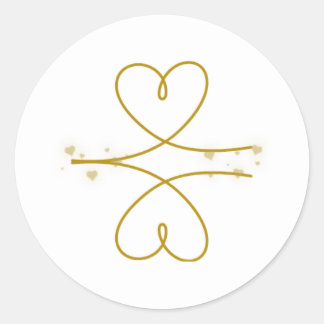 Autocollant de mariage coeurs en ligne dorée minim