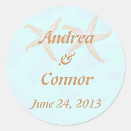 autocollant de mariage de plage d'étoile (Devant)