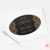 Autocollant de mariage de style Art déco noir or (Enveloppe)