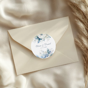Autocollant de mariage Dusty Blue Noms et Date