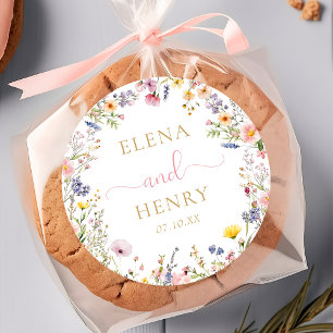 Autocollant de mariage élégant aux fleurs sauvages