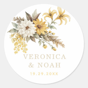 Autocollant de mariage élégant Botanique florale o
