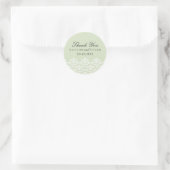 Autocollant de mariage élégant en damas vert (Sac)
