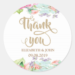 Autocollant de mariage élégant Fleurs à l'aquarell