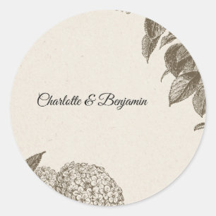 Autocollant de mariage élégant floral vintage