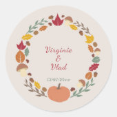 Autocollant de mariage en couronne et automne (Devant)