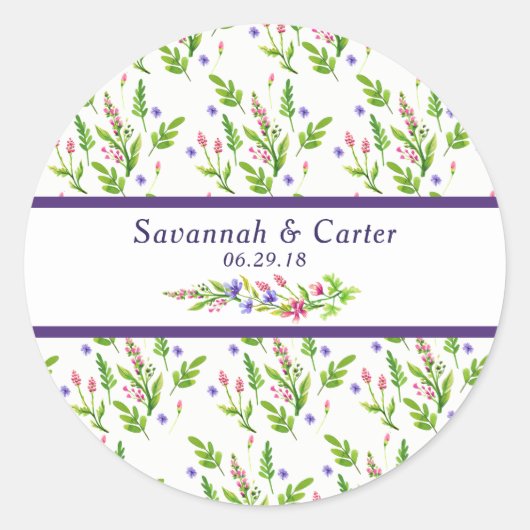 Autocollant de mariage Fleurs d'été tendance (Devant)