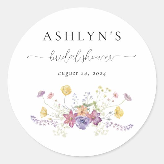 Autocollant de mariage floral aquarelle (Devant)