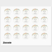 Autocollant de mariage floral aquarelle pêche rose (Feuille)
