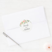 Autocollant de mariage floral aquarelle pêche rose (Enveloppe)