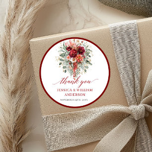 Autocollant de mariage floral automnal bordeaux ru