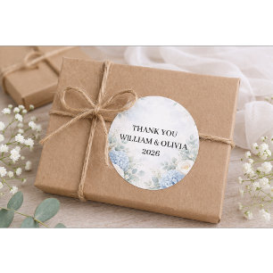 Autocollant de mariage floral bleu personnalisé