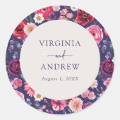 Autocollant de mariage floral coloré (Devant)