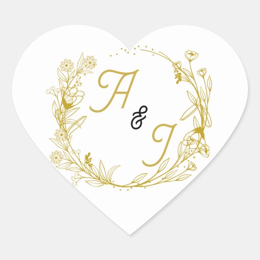 Autocollant de mariage floral or modifiable (Devant)