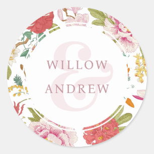 Autocollant de mariage floral vintage
