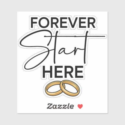 Autocollant de mariage Forever Starts Here (Feuille)