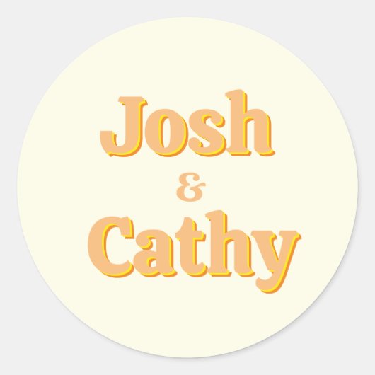 Autocollant de mariage jaune rétro (Devant)