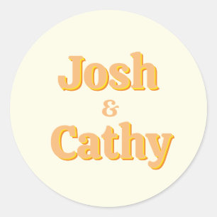 Autocollant de mariage jaune rétro