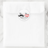 Autocollant de mariage lèvres moustache rétro M. & (Sac)