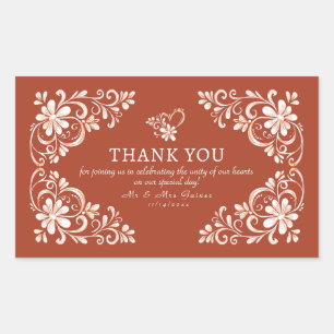 Autocollant de mariage Merci Shabby Chic coucher d