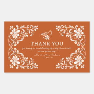 Autocollant de mariage Merci Shabby Chic Orange Br