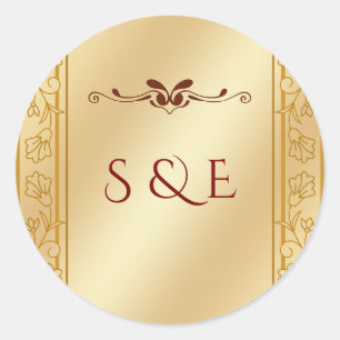 Autocollant de mariage métallisé or Luxe Élégant