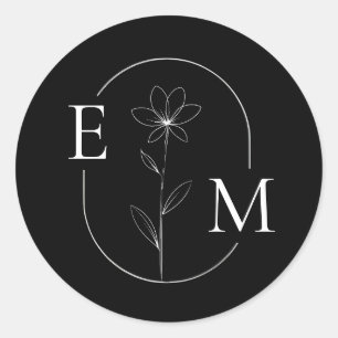 Autocollant de mariage minimaliste à motif floral