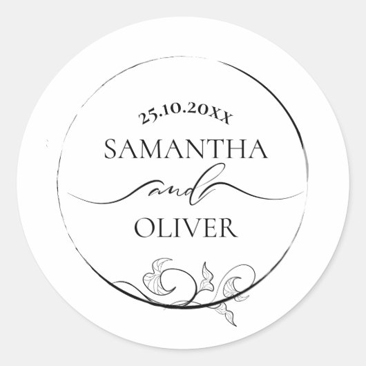 Autocollant de mariage minimaliste moderne (Devant)