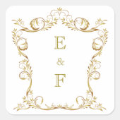 Autocollant de mariage or monogramme pour couples (Devant)