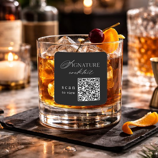 Autocollant de mariage QR Code Cocktail Signature
