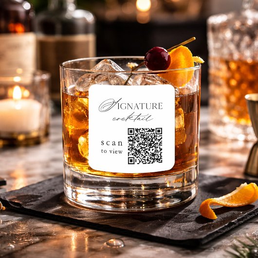 Autocollant de mariage QR Code pour cocktail signa
