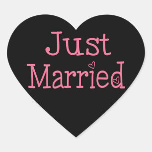 Autocollant de mariage rose et noir à coeur Just M
