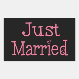 Autocollant de mariage rose et noir à coeur Just M
