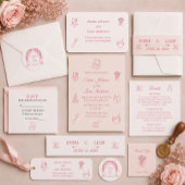 Autocollant de mariage rose poudré