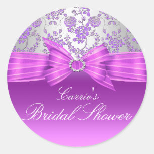 Autocollant de mariage Rose Violet & Argent