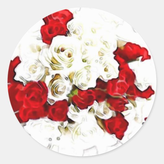 Autocollant de mariage Roses rouges et blanches (Devant)