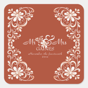 Autocollant de mariage rustique chic coucher de so
