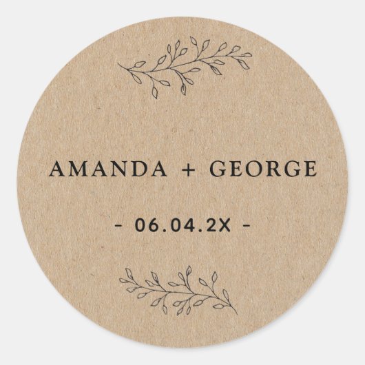 Autocollant de mariage rustique kraft Favor (Devant)