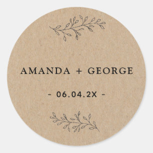 Autocollant de mariage rustique kraft Favor