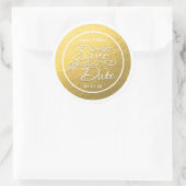 Autocollant de mariage SAVE THE DATE feuille dorée (Sac)