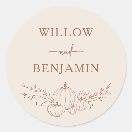 Autocollant de mariage simple d'automne (Devant)
