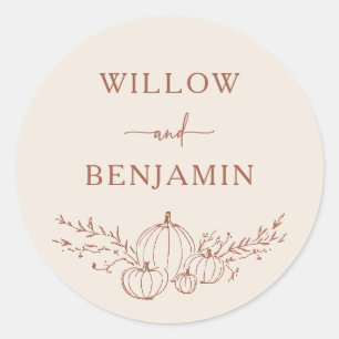 Autocollant de mariage simple d'automne