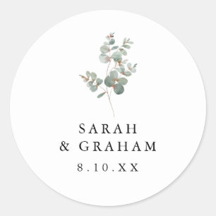 Autocollant de mariage simple eucalyptus