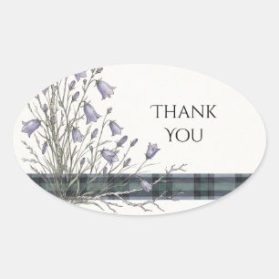 Autocollant de mariage Tartan Vert Campanule Pourp