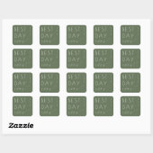 Autocollant de mariage typographique vert olive jo (Feuille)